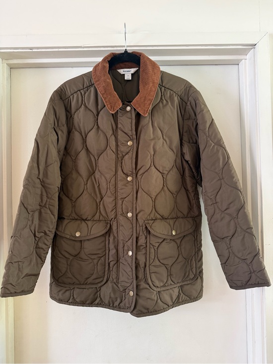Old Navy Jackets & Blazers - Old Navy Olive Quilted Jacket with Brown Corduroy Collar Sz M